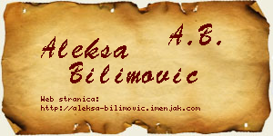 Aleksa Bilimović vizit kartica